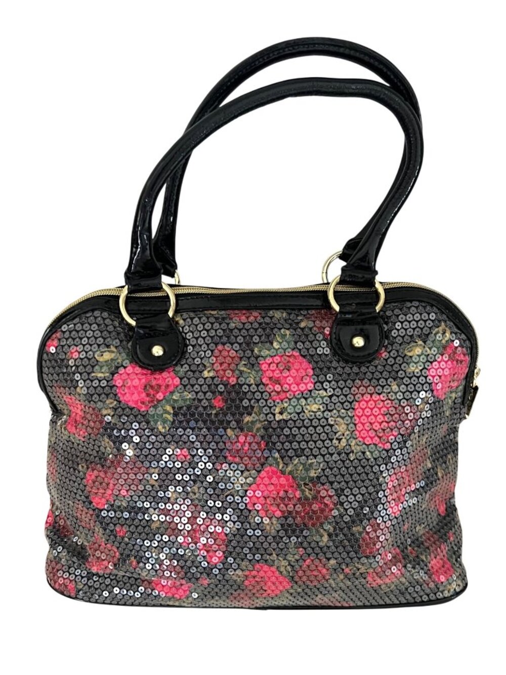 Betsey Johnson Floral Roses Sequin Handbag Satchel Purse Chic Whimsical - Picture 3 of 10